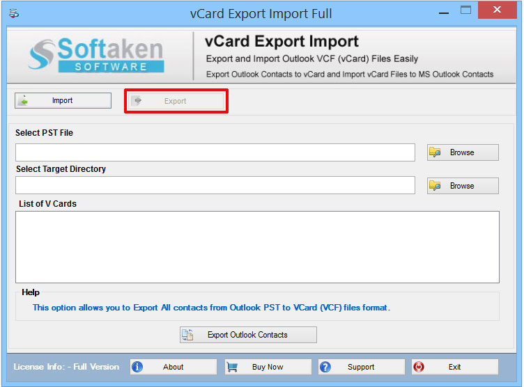 systools vcard export tool